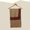 Semi Pashmina Light Brown Shawl with Kashmiri Sozni Embroidery